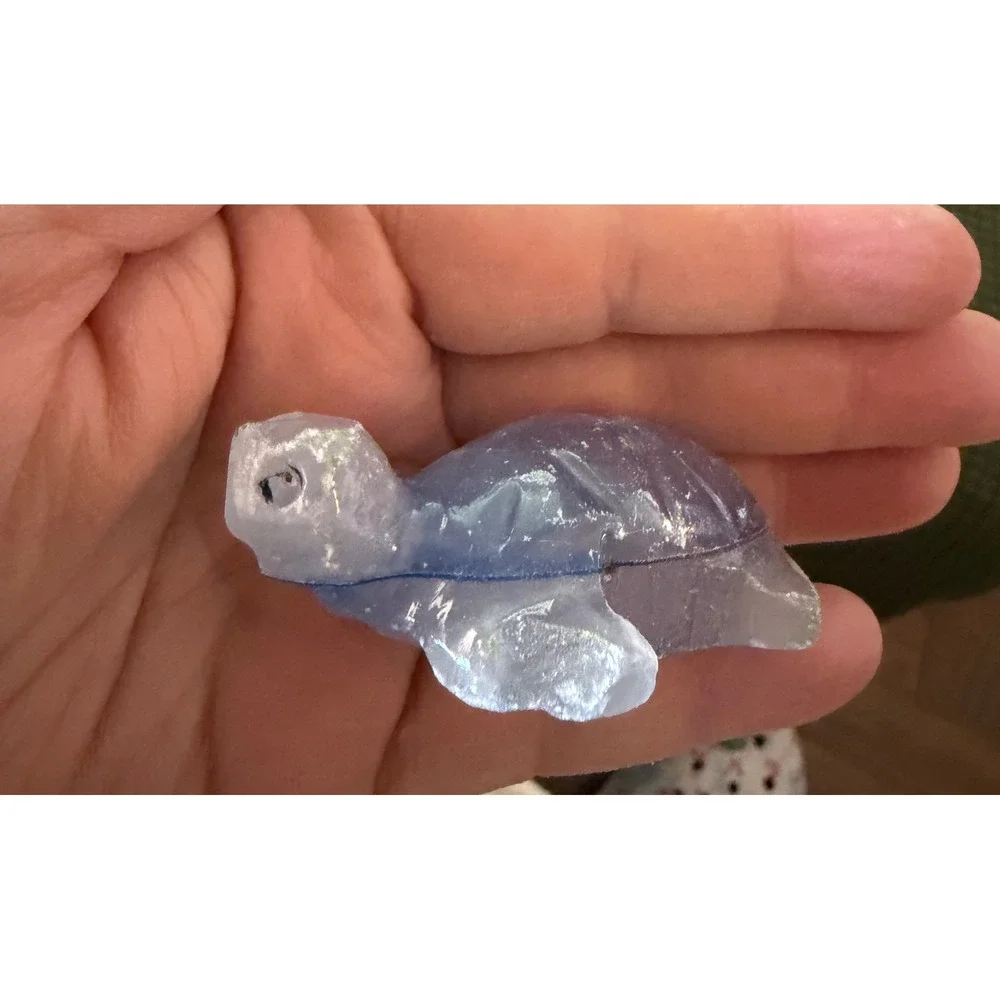 Stone Sea Turtle Figurine OS Blue Purple Excellent Costa Mujeres Mexico